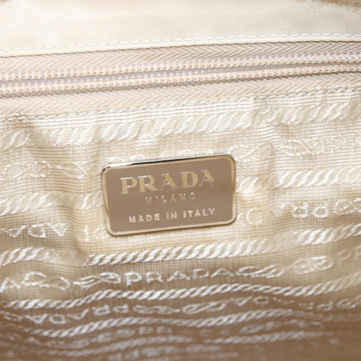 PRADA Tote Bag Nylon Ivory Silver Auth 147950