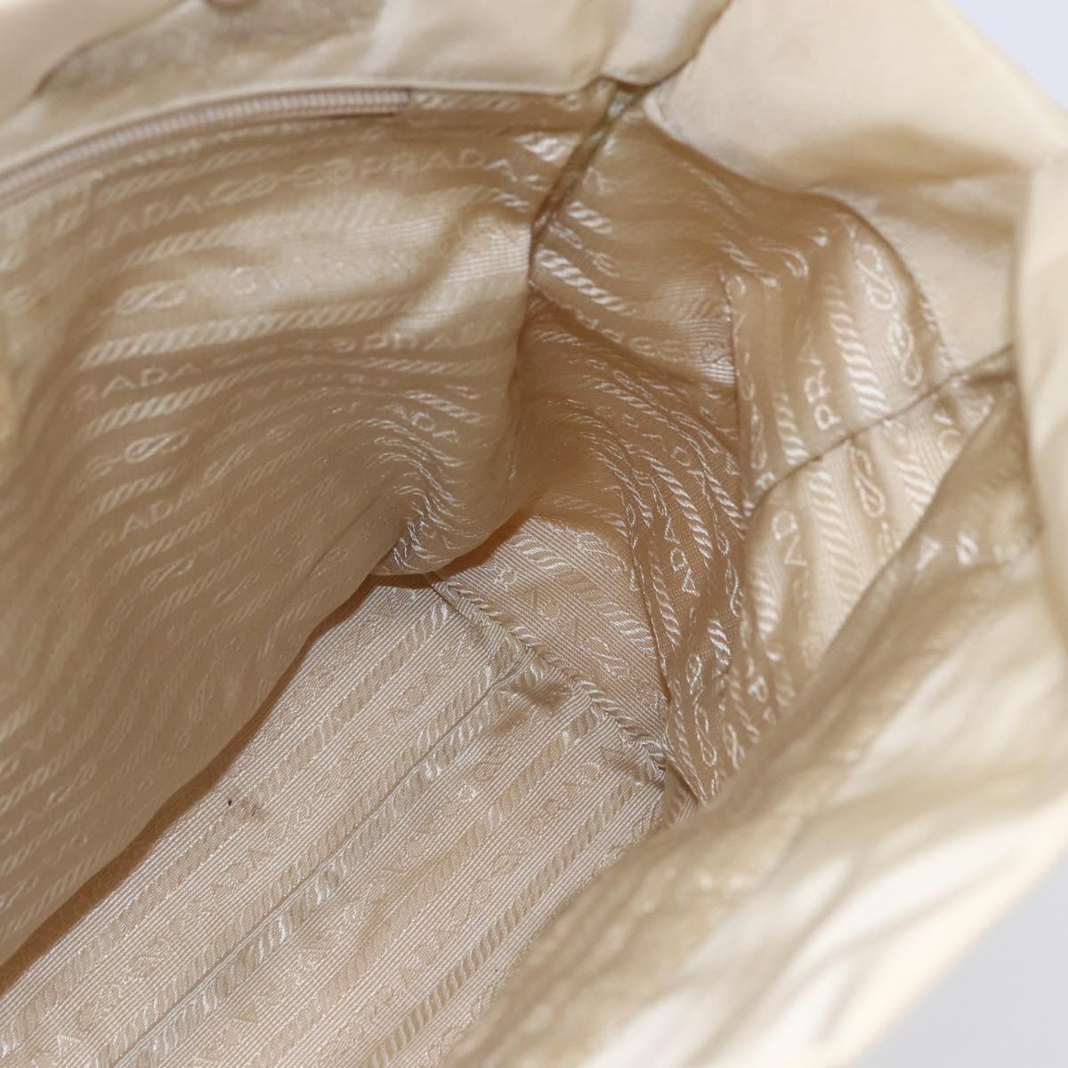 PRADA Tote Bag Nylon Ivory Silver Auth 147950