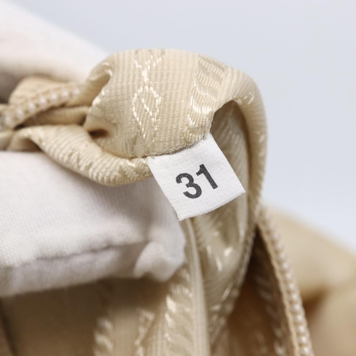 PRADA Tote Bag Nylon Ivory Silver Auth 147950