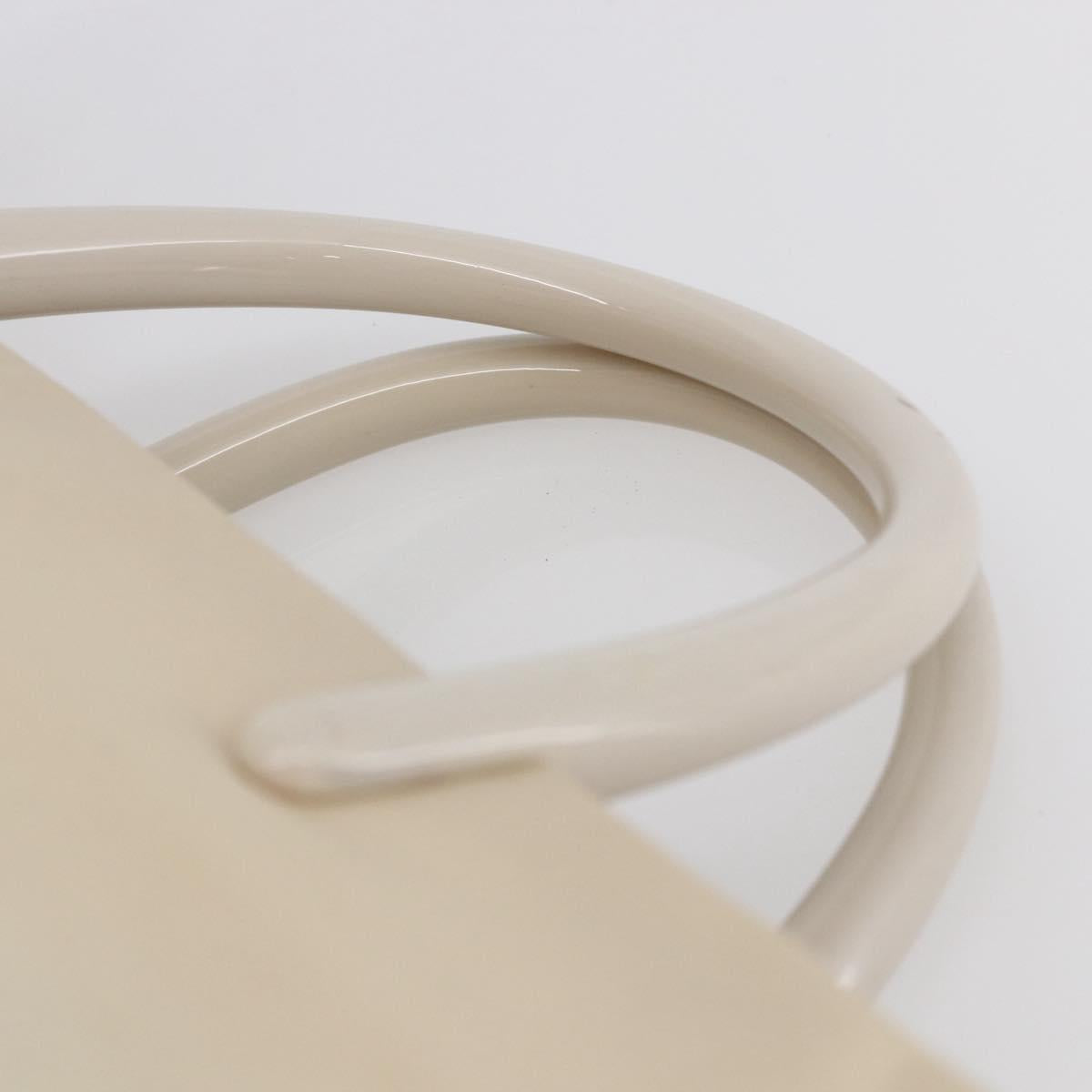PRADA Tote Bag Nylon Ivory Silver Auth 147950