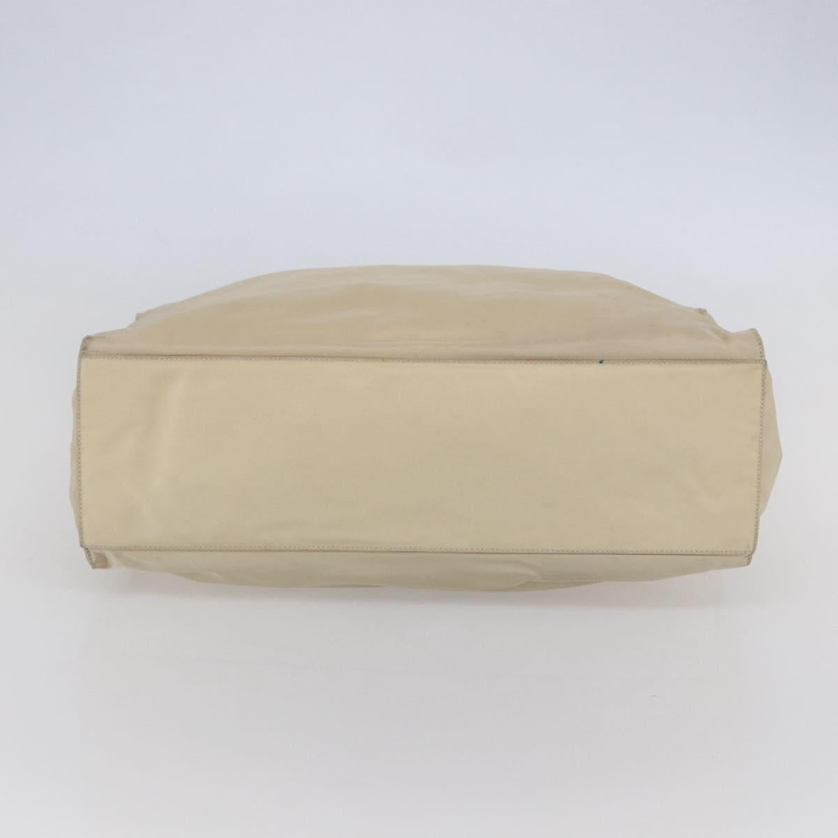 PRADA Tote Bag Nylon Ivory Silver Auth 147950