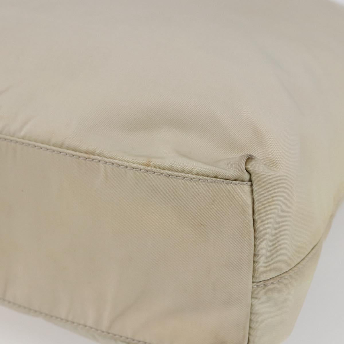 PRADA Tote Bag Nylon Ivory Silver Auth 147951