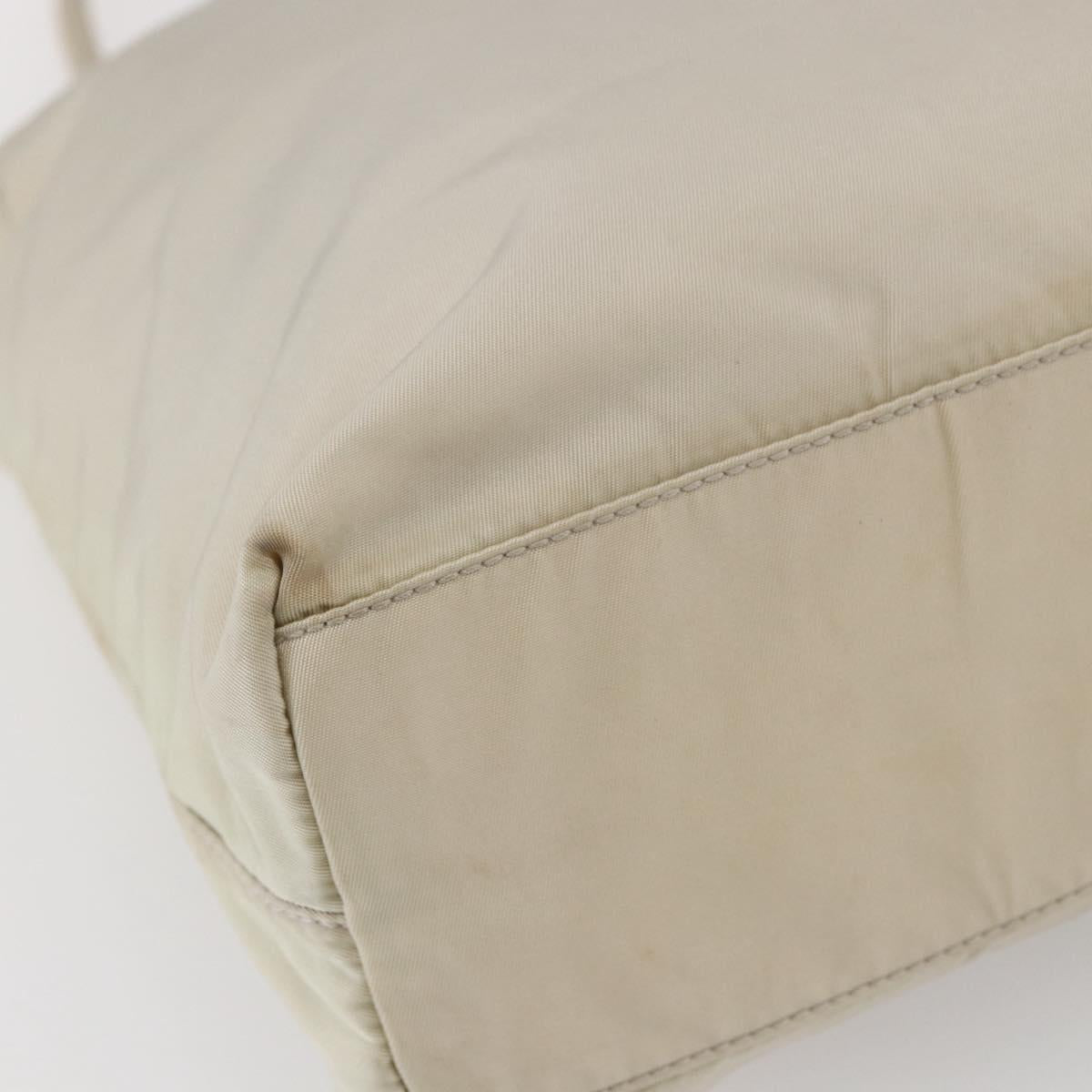 PRADA Tote Bag Nylon Ivory Silver Auth 147951