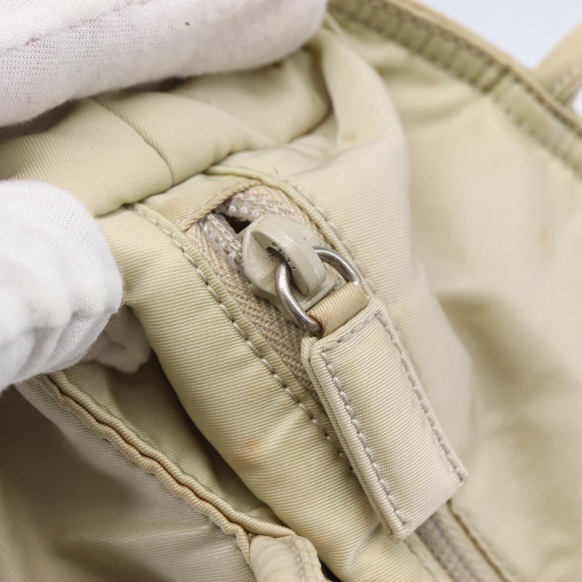 PRADA Tote Bag Nylon Ivory Silver Auth 147951