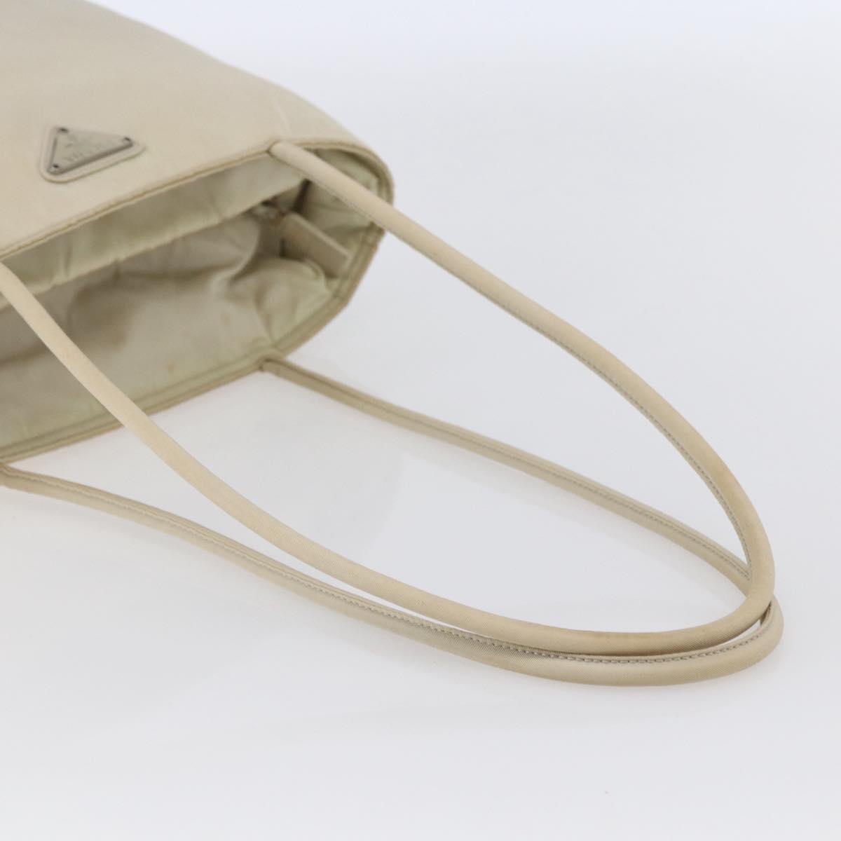 PRADA Tote Bag Nylon Ivory Silver Auth 147951