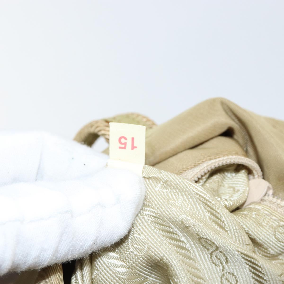 PRADA Tote Bag Nylon Beige Silver Auth 147952