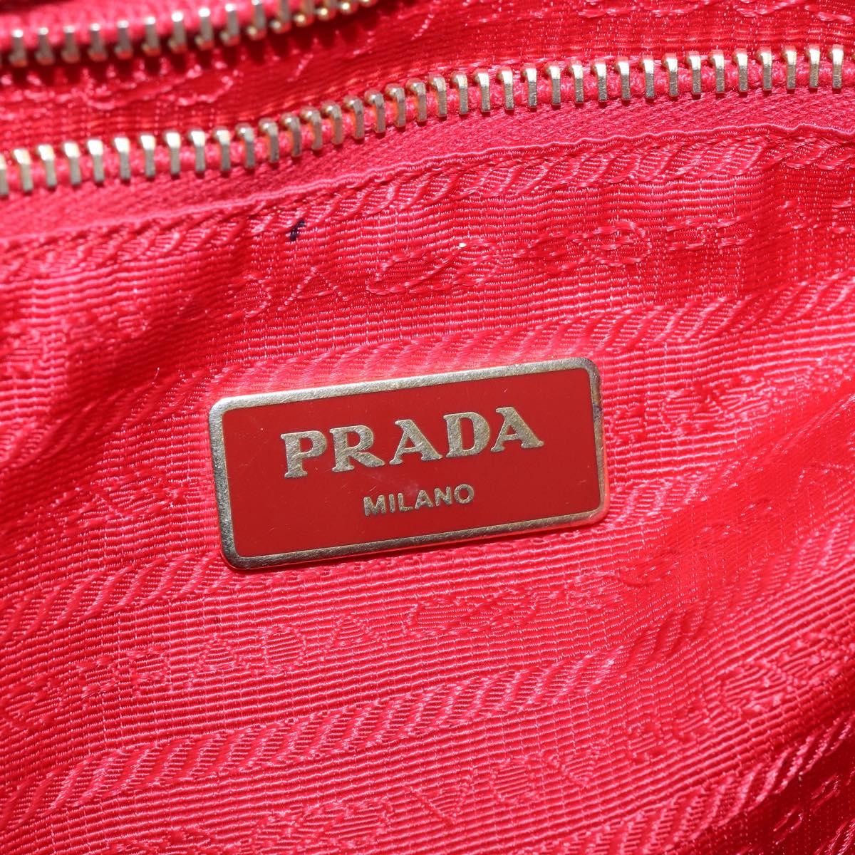 PRADA Tote Bag Nylon 2way Red Gold Auth 147953