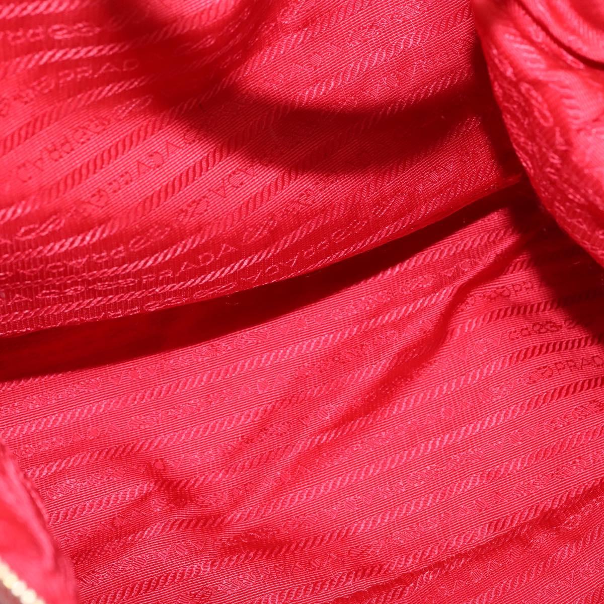 PRADA Tote Bag Nylon 2way Red Gold Auth 147953