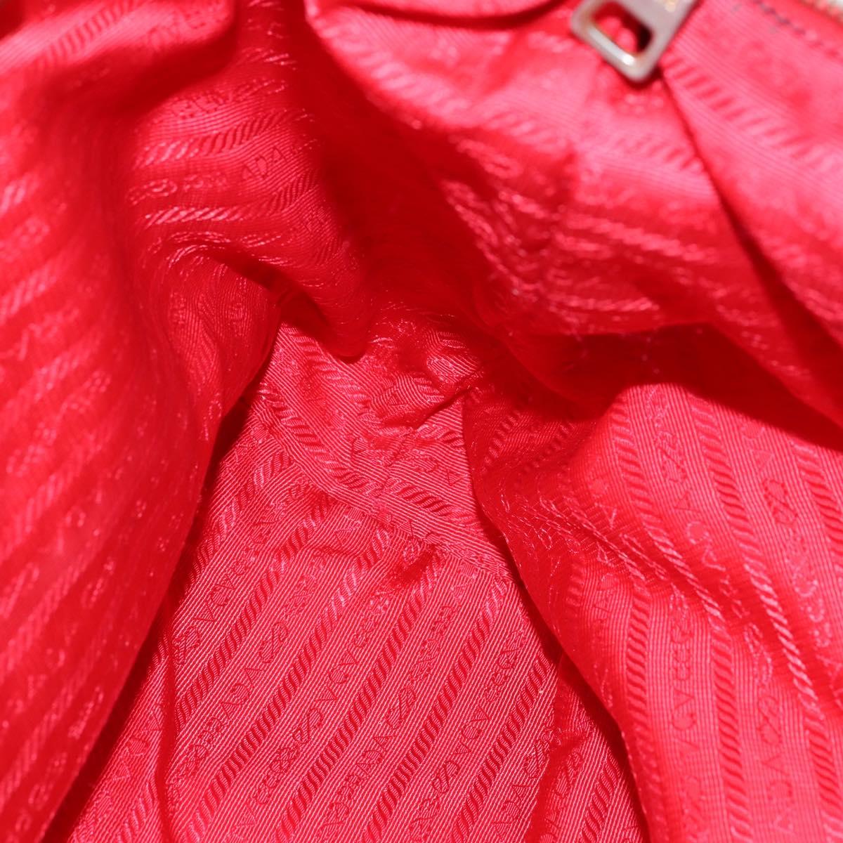 PRADA Tote Bag Nylon 2way Red Gold Auth 147953
