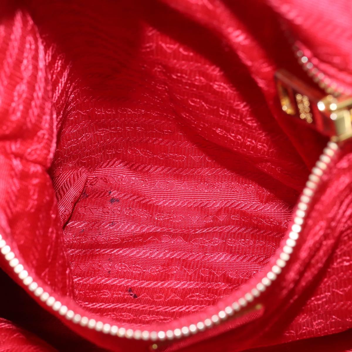 PRADA Tote Bag Nylon 2way Red Gold Auth 147953