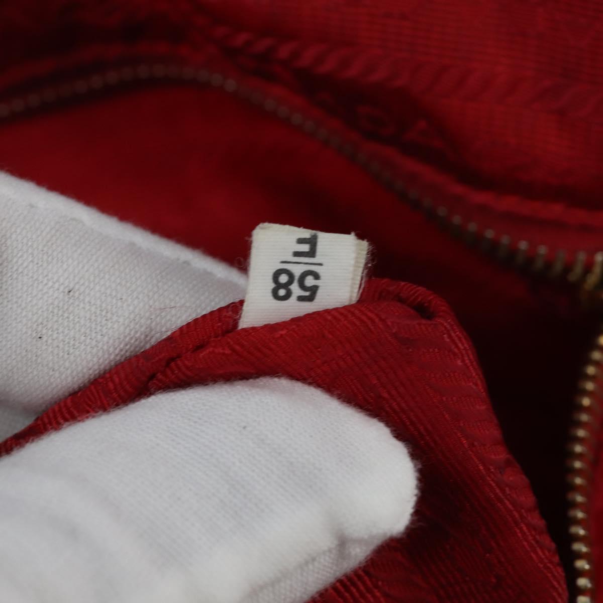 PRADA Tote Bag Nylon 2way Red Gold Auth 147953