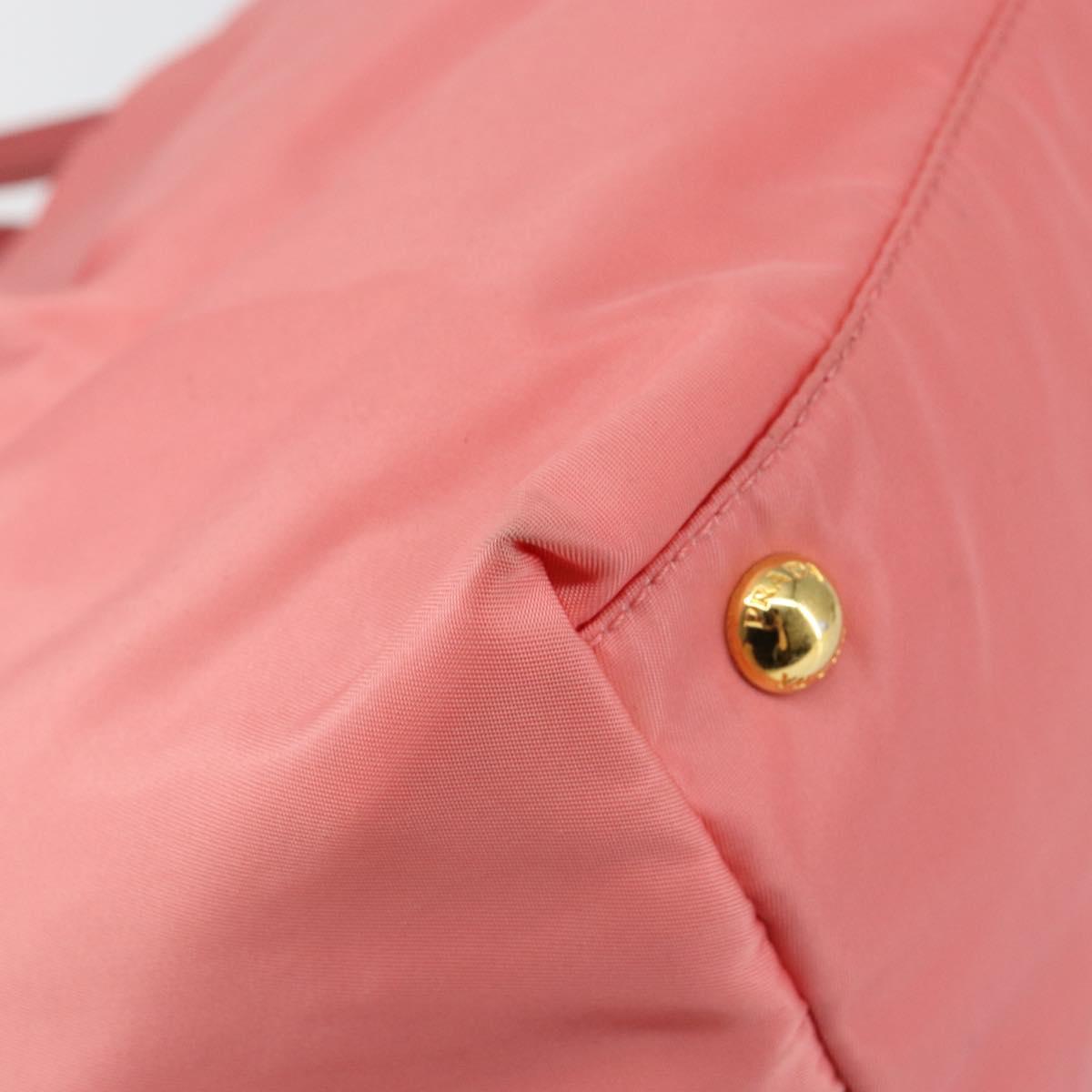 PRADA Tote Bag Nylon Pink Gold Auth 147954