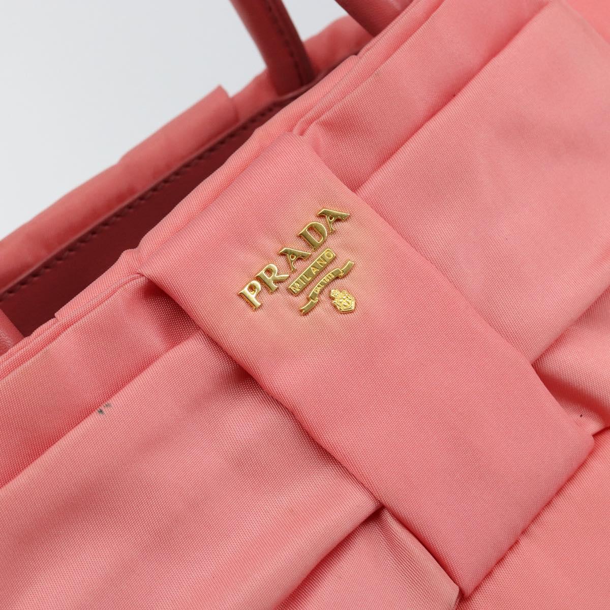 PRADA Tote Bag Nylon Pink Gold Auth 147954