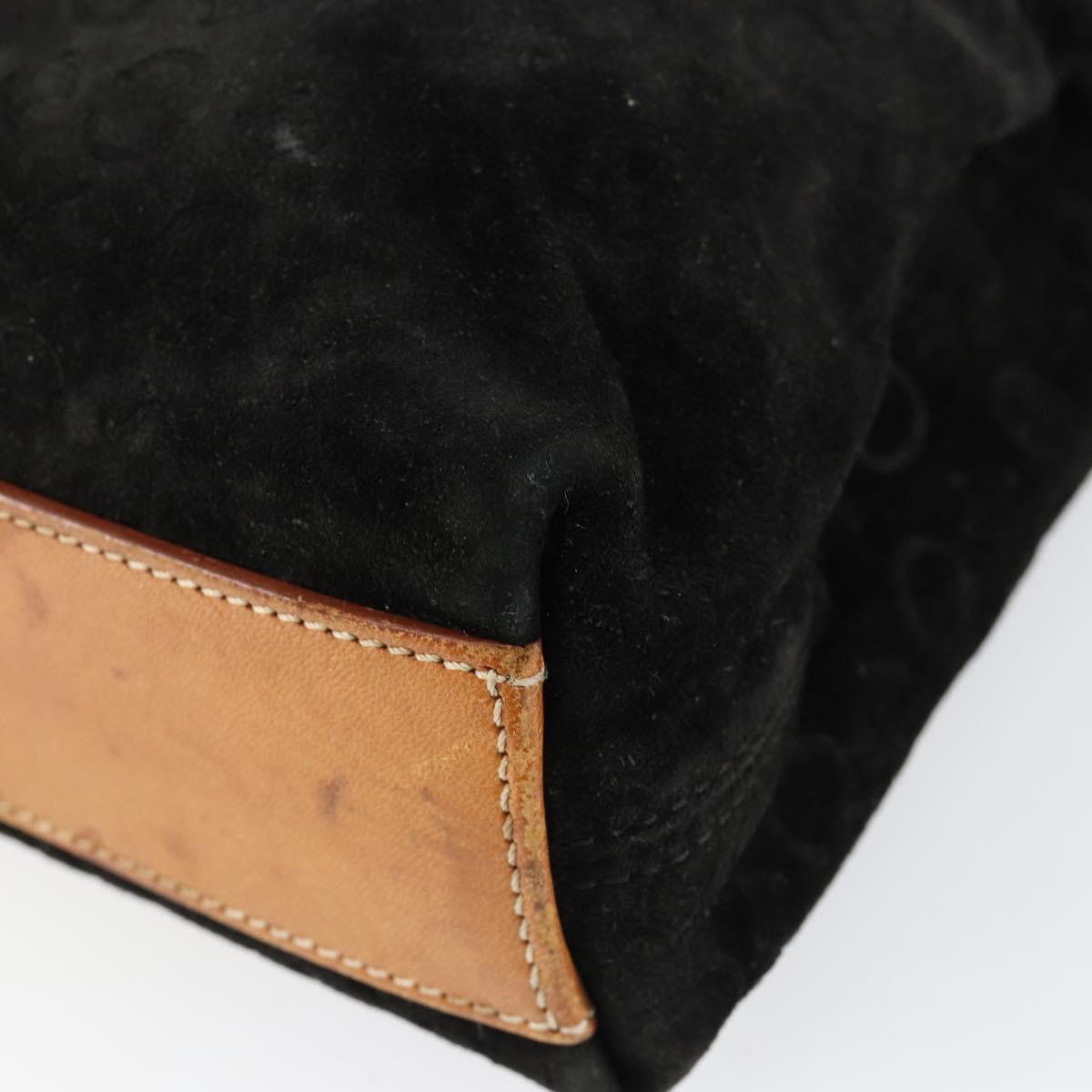 CELINE C Sulky Hand Bag Suede Black Silver Auth 147956