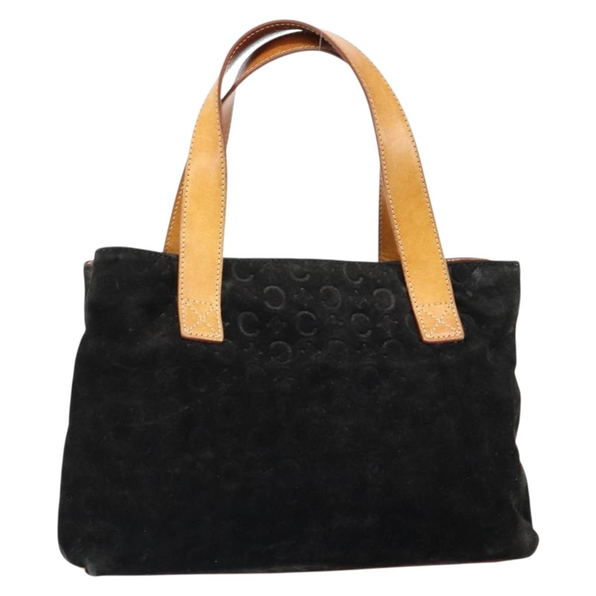 CELINE C Sulky Hand Bag Suede Black Silver Auth 147956