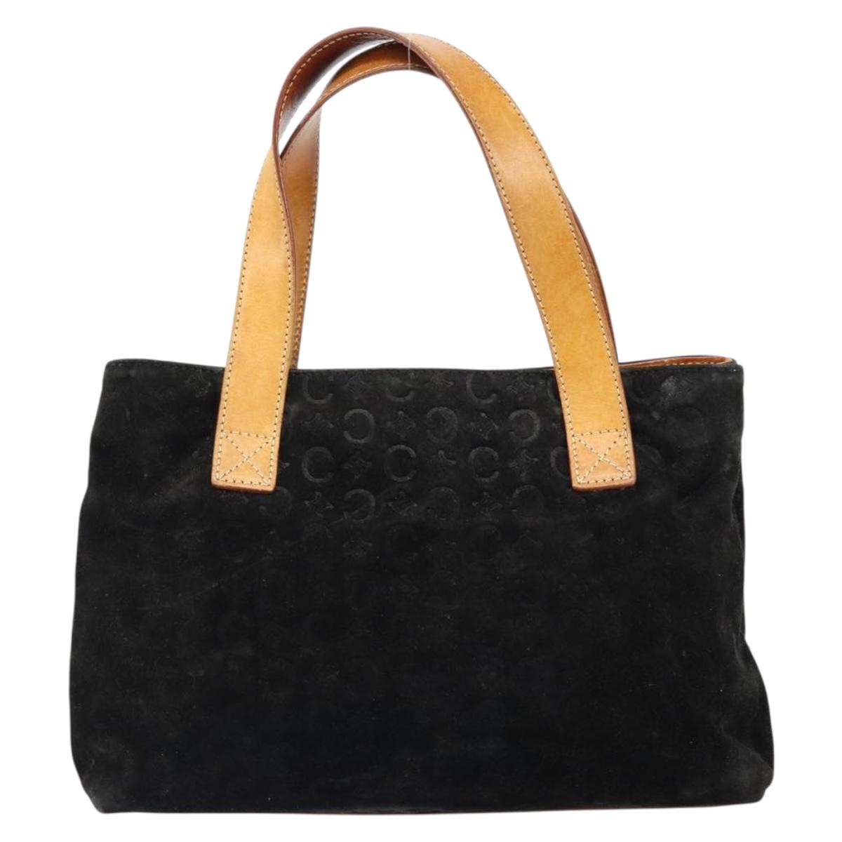 CELINE C Sulky Hand Bag Suede Black Silver Auth 147956