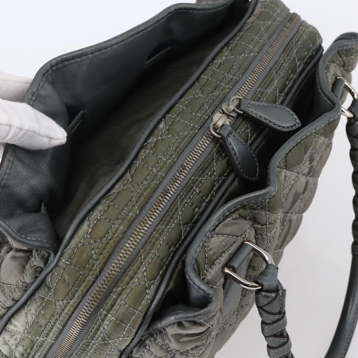 Christian Dior Canage Hand Bag Nylon Gray Silver Auth 147959