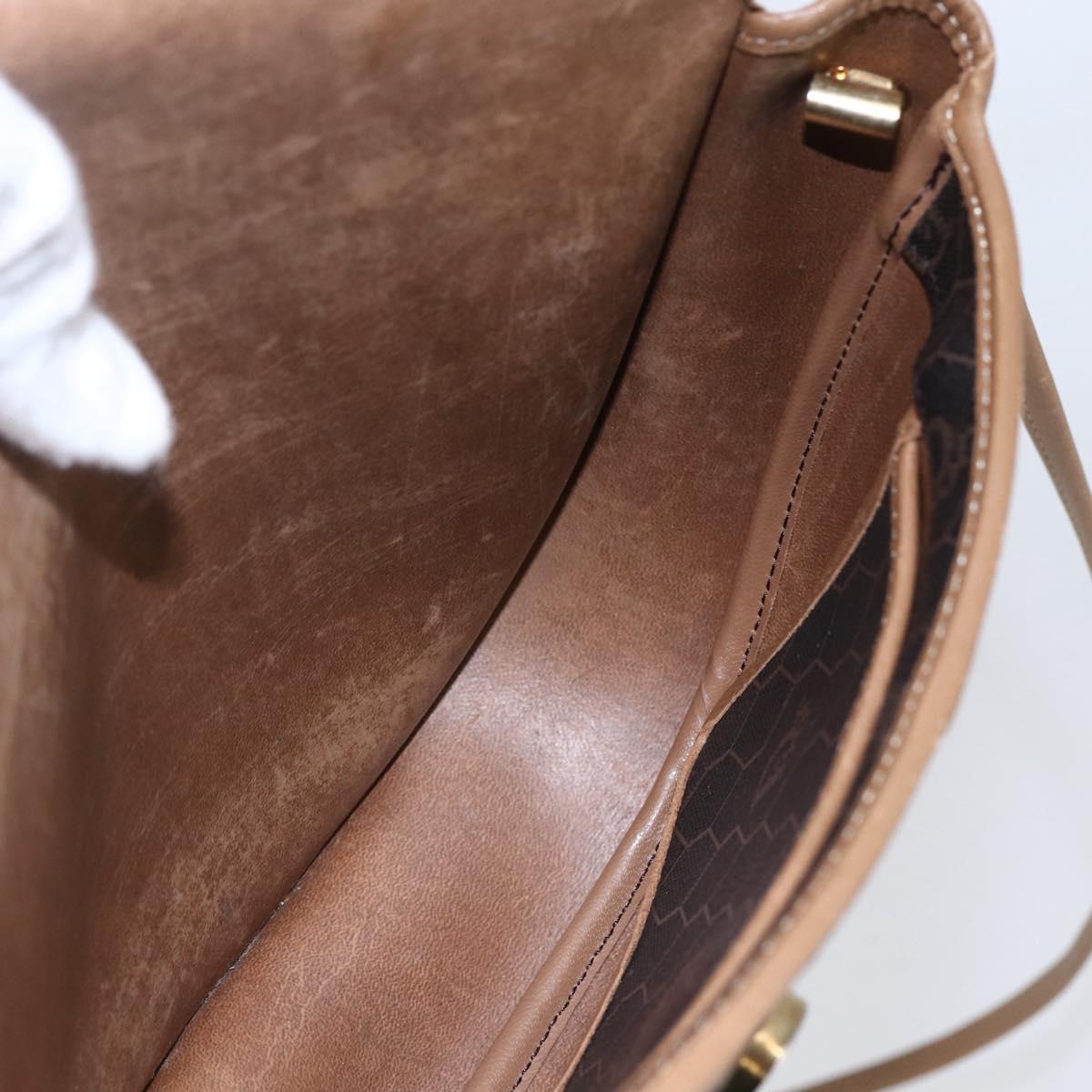 Christian Dior Honeycomb Canvas Shoulder Bag PVC Black Brown gold Auth 147960