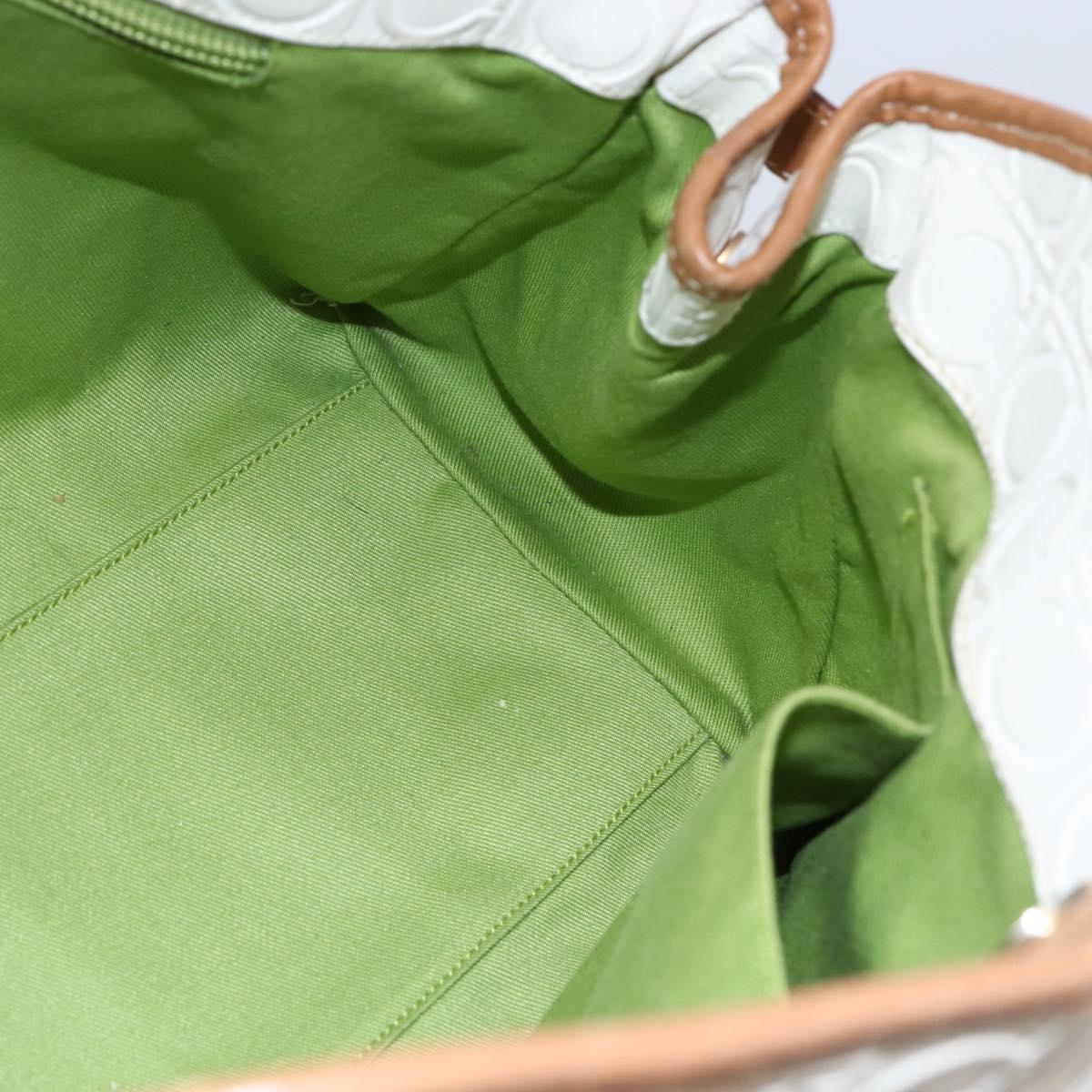 Salvatore Ferragamo Gancini Hand Bag Leather Ivory Gold Auth 147963