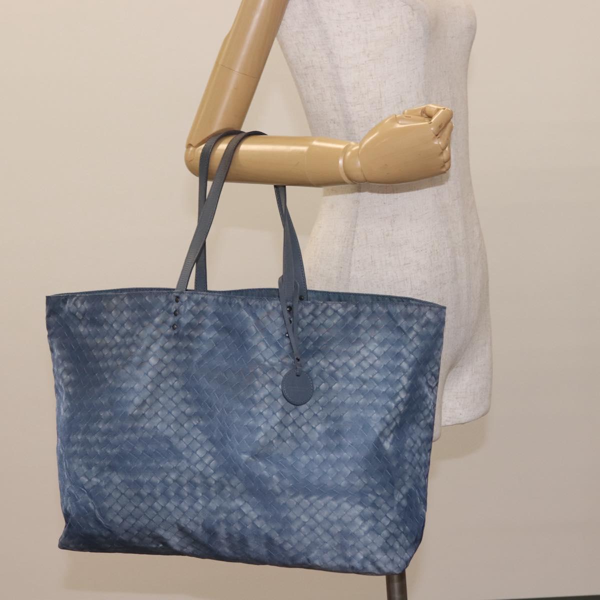 BOTTEGA VENETA INTRECCIATO Transcription Pattern Bag Nylon Blue Auth 147964