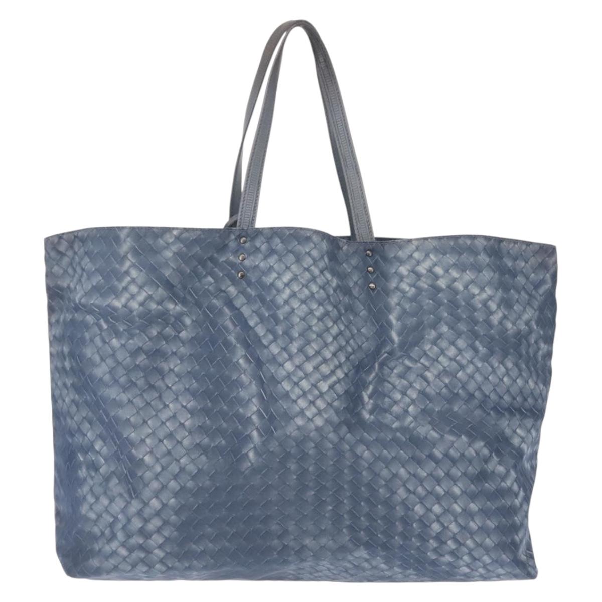 BOTTEGA VENETA INTRECCIATO Transcription Pattern Bag Nylon Blue Auth 147964