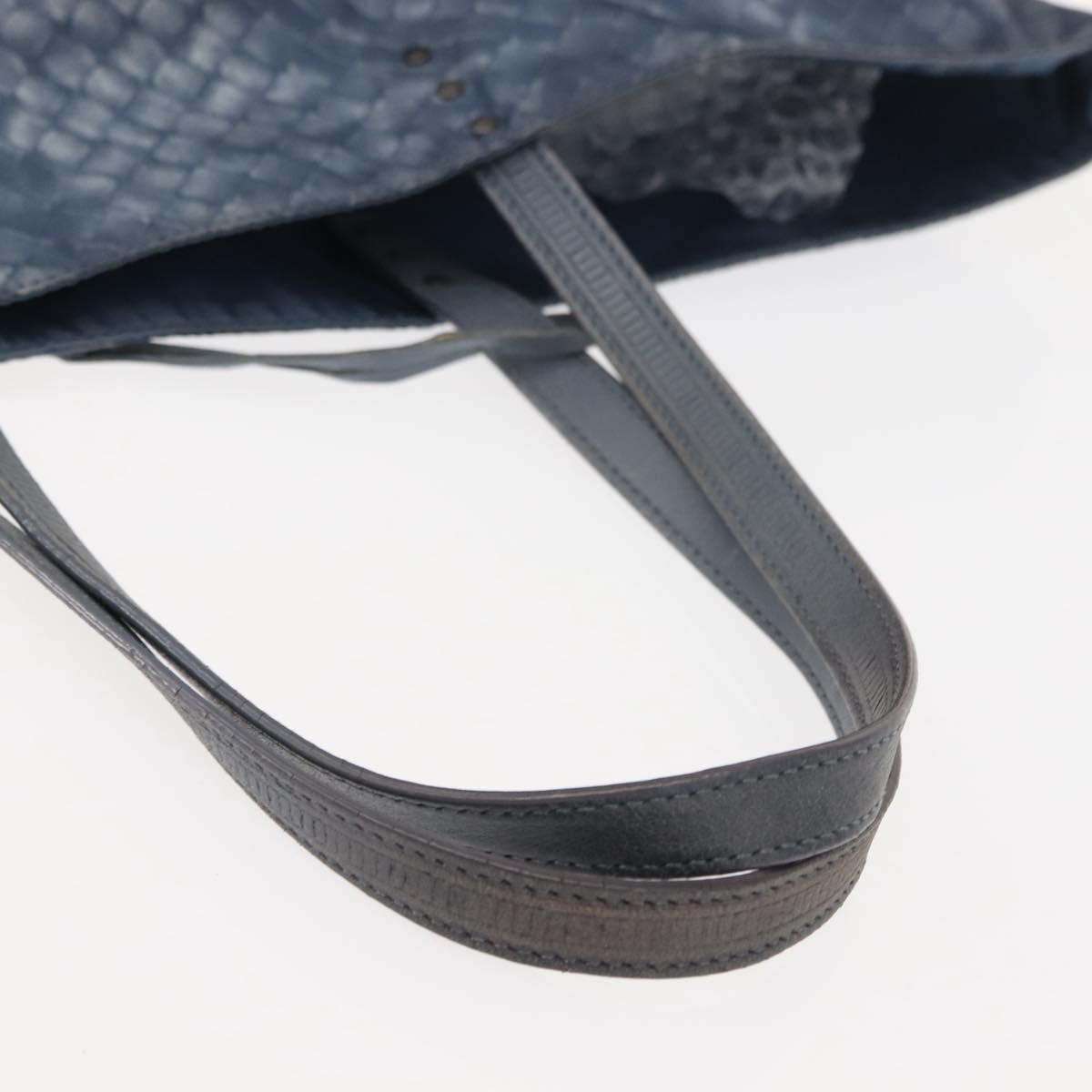 BOTTEGA VENETA INTRECCIATO Transcription Pattern Bag Nylon Blue Auth 147964