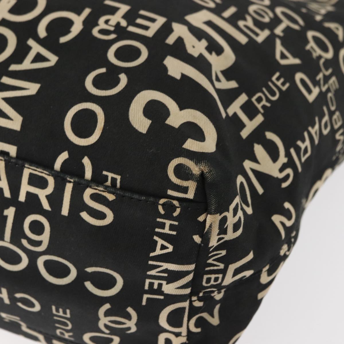 CHANEL Bysy Line Tote Bag Canvas Black CC Auth 147965