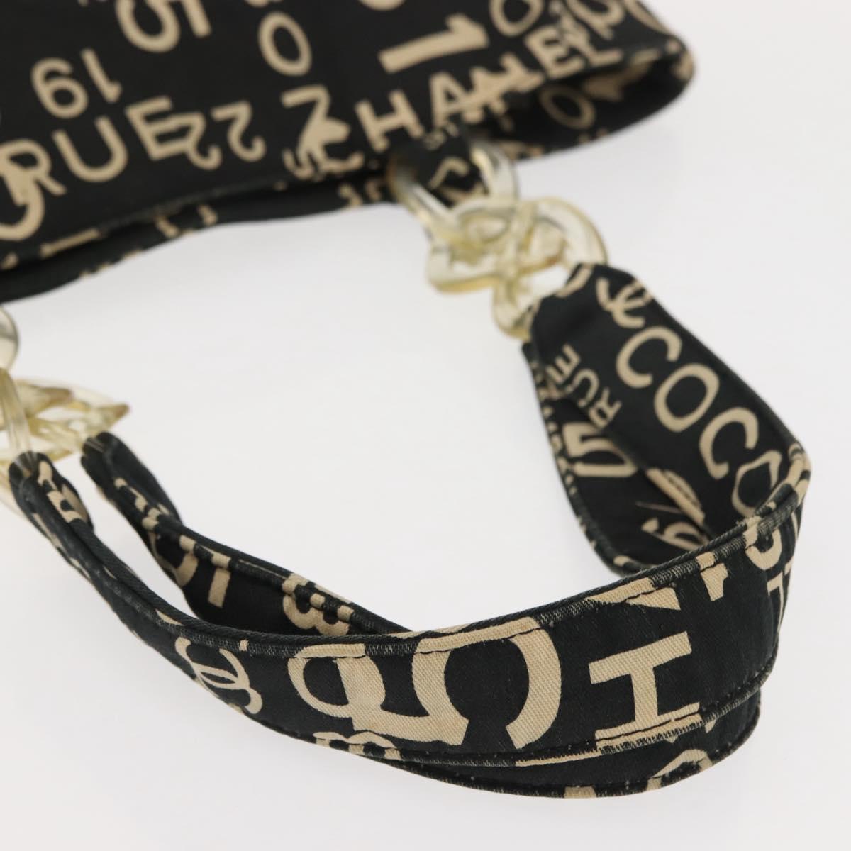 CHANEL Bysy Line Tote Bag Canvas Black CC Auth 147965