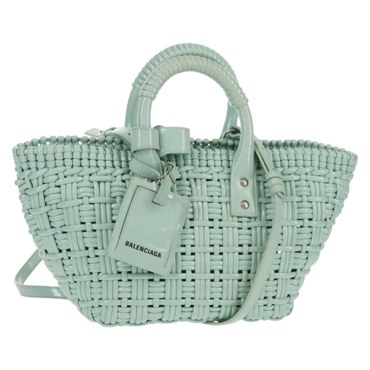 BALENCIAGA Bistro XS Hand Bag Rubber 2way LIme Green Silver 671342 Auth 147970V