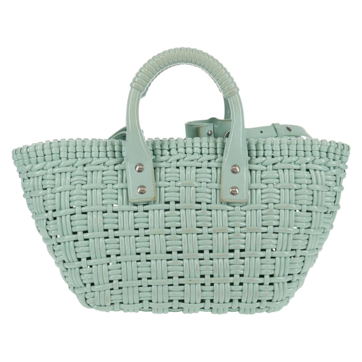 BALENCIAGA Bistro XS Hand Bag Rubber 2way LIme Green Silver 671342 Auth 147970V