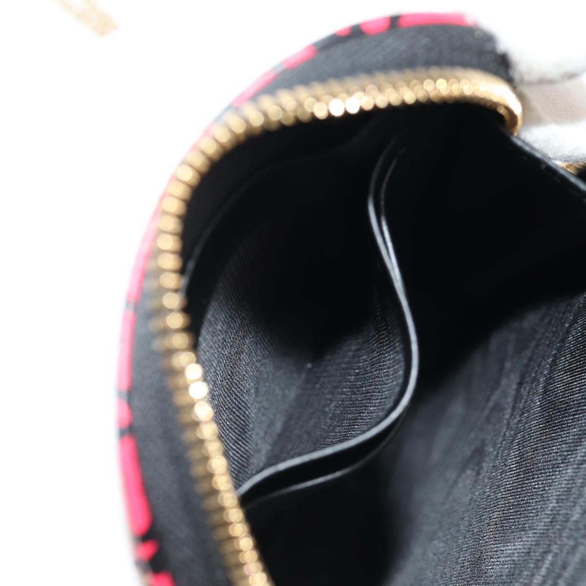 Christian Dior Chain Phone Pouch Leather 2way Red Gold Auth 147971M