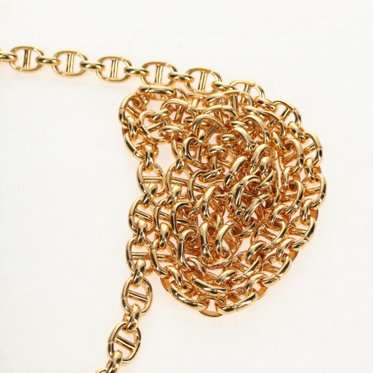 Christian Dior Chain Dior Double Shoulder Bag Leather Blue Gold Auth 147974M