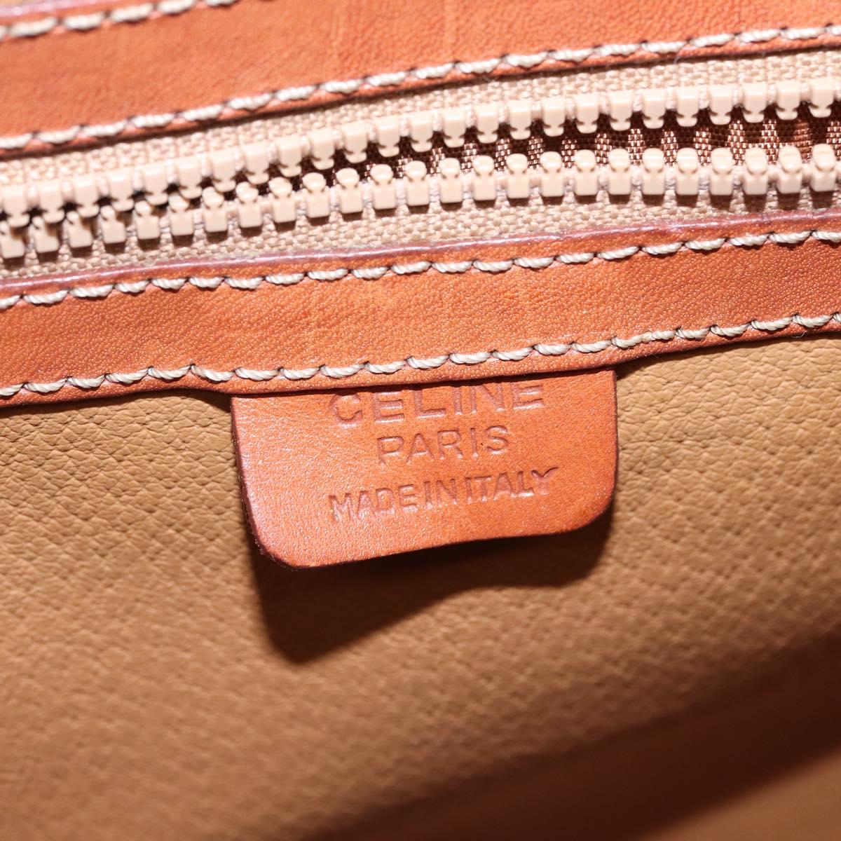 CELINE Macadam Canvas Circle Shoulder Bag PVC Leather Brown Gold Auth 147994