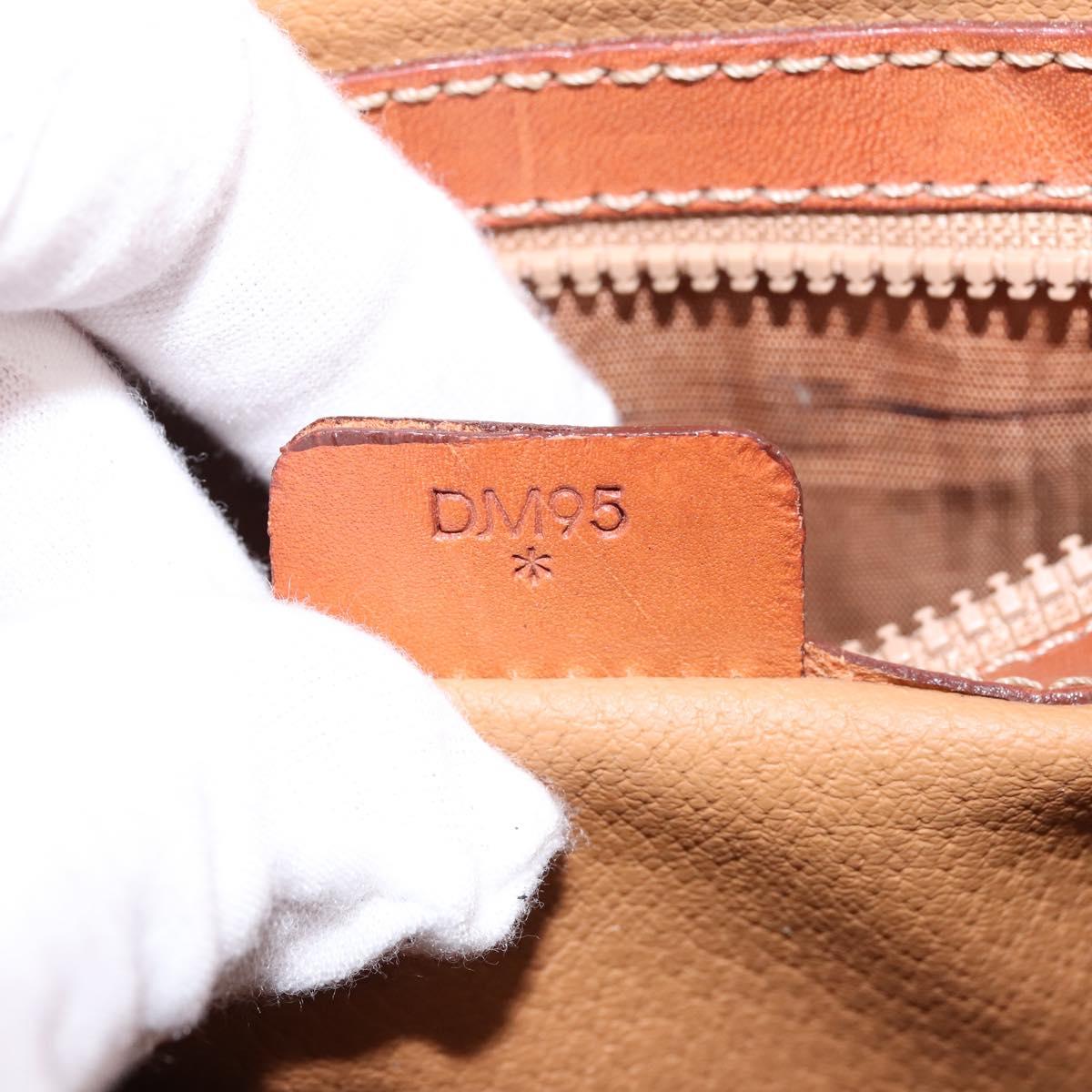 CELINE Macadam Canvas Circle Shoulder Bag PVC Leather Brown Gold Auth 147994