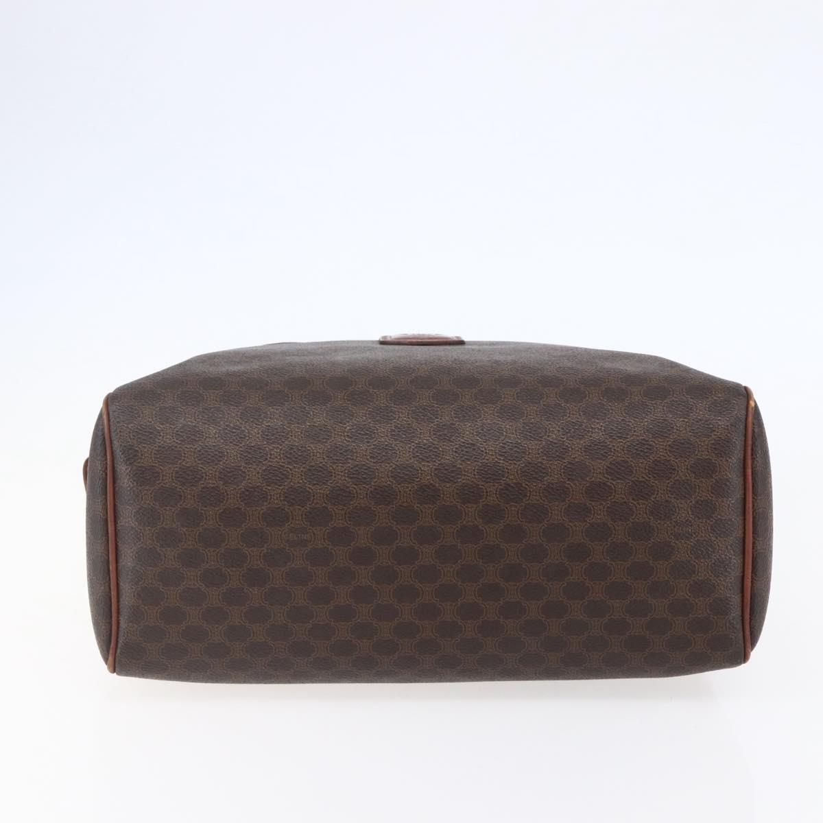 CELINE Macadam Canvas Boston Bag PVC Leather Brown Gold Auth 147995