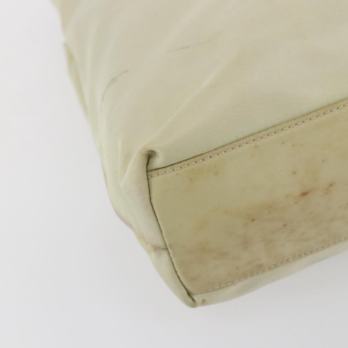 PRADA Tote Bag Nylon Ivory Gold Auth 147996