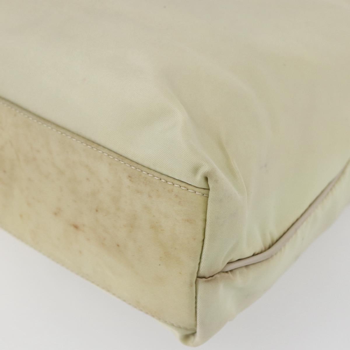 PRADA Tote Bag Nylon Ivory Gold Auth 147996