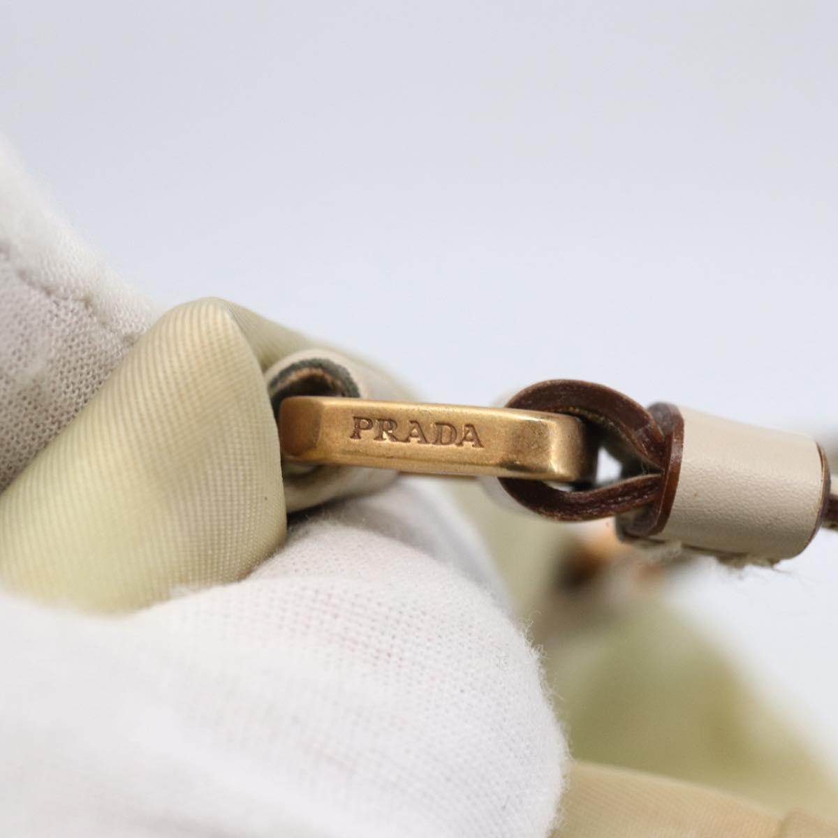 PRADA Tote Bag Nylon Ivory Gold Auth 147996