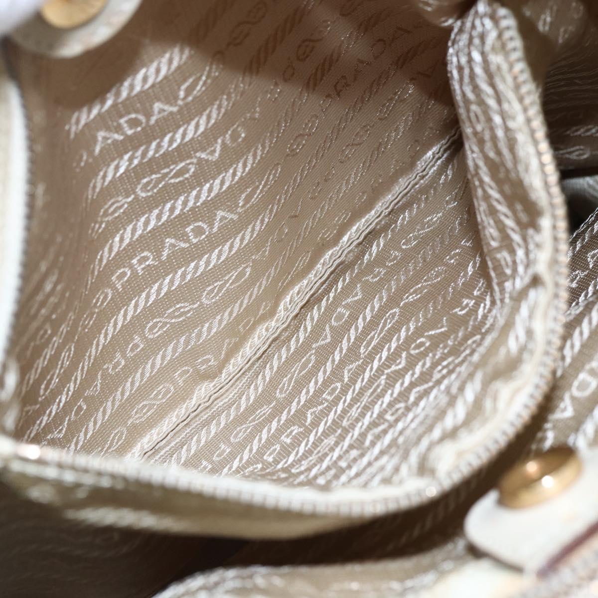 PRADA Tote Bag Nylon Ivory Gold Auth 147996