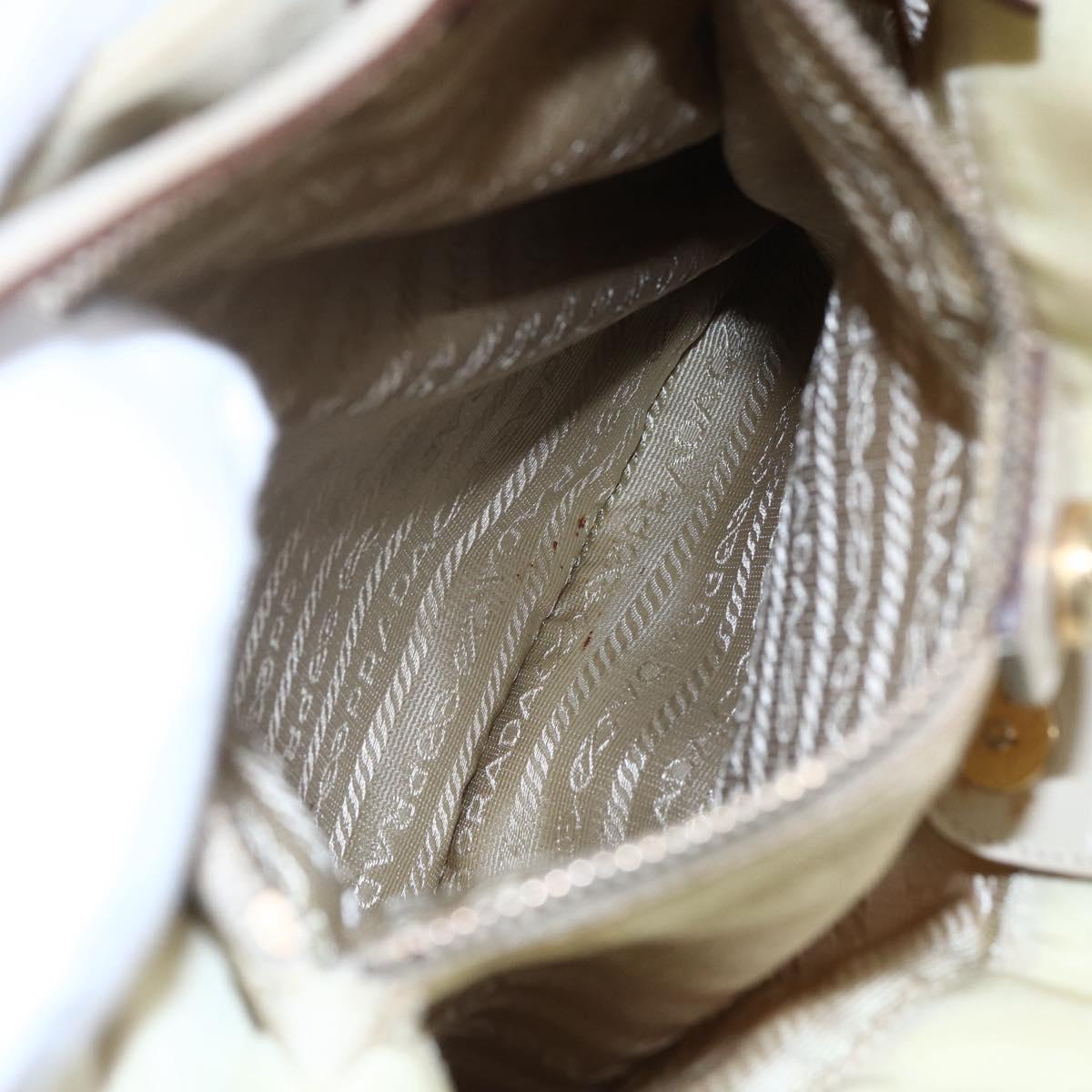 PRADA Tote Bag Nylon Ivory Gold Auth 147996