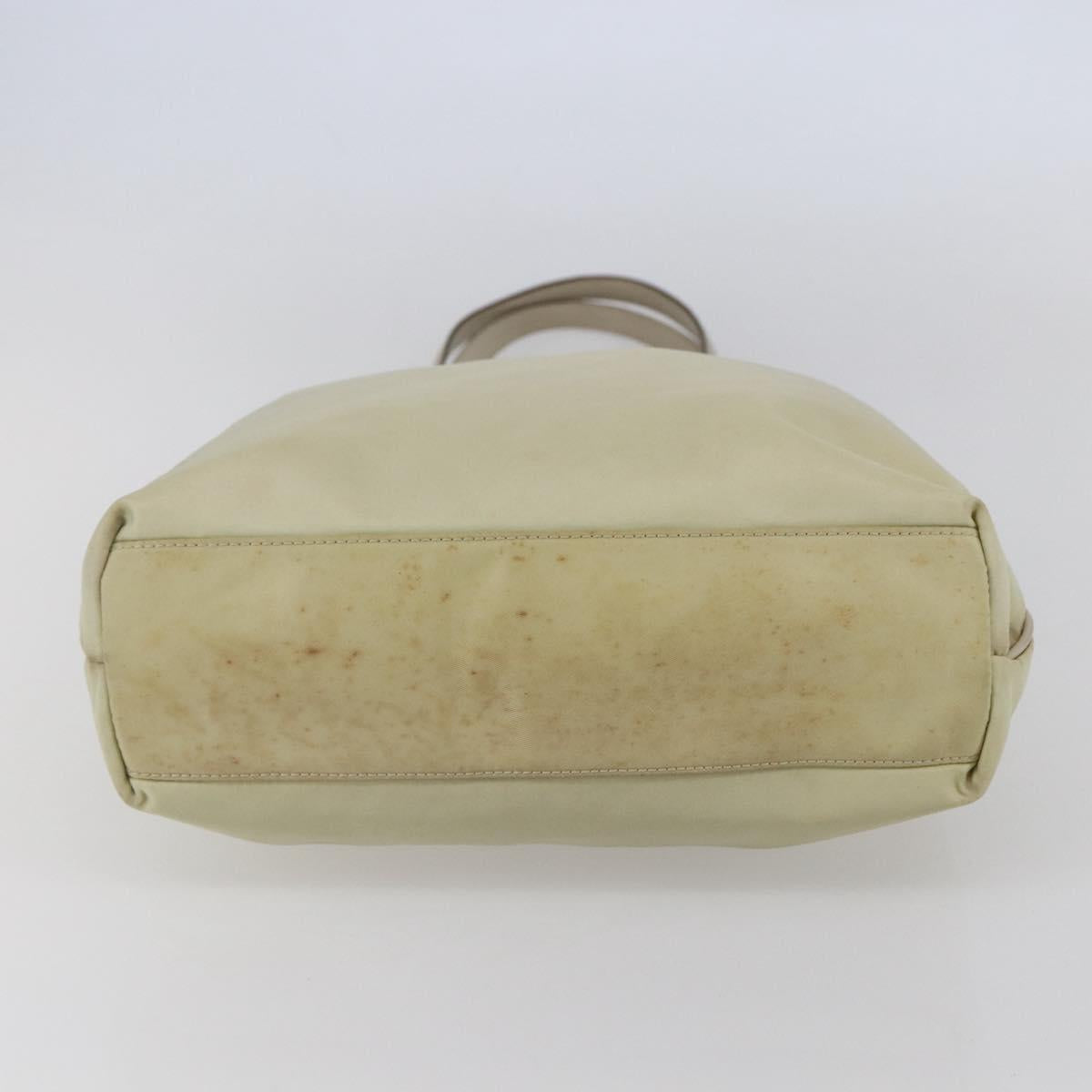PRADA Tote Bag Nylon Ivory Gold Auth 147996