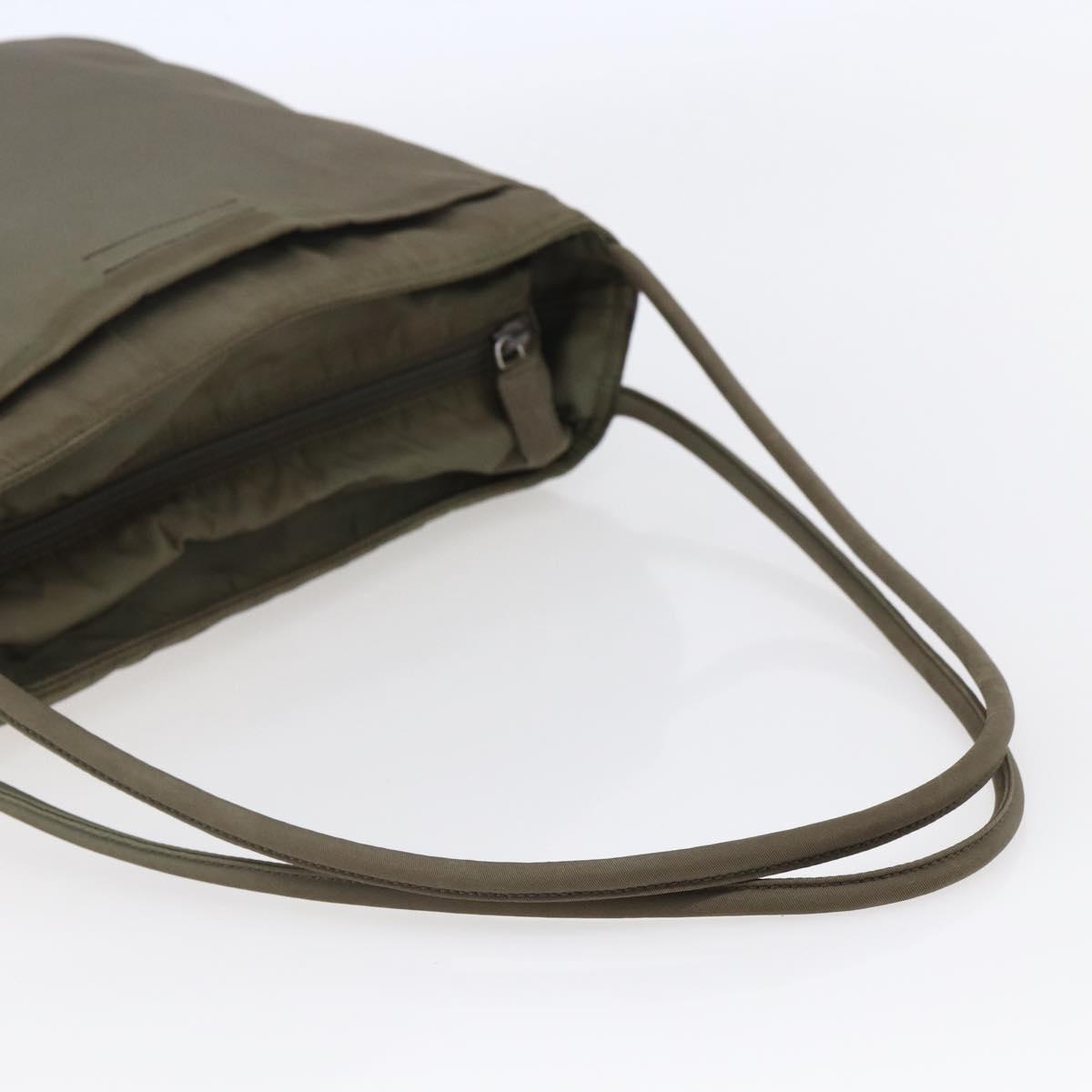 PRADA Tote Bag Nylon Khaki Silver Auth 147997