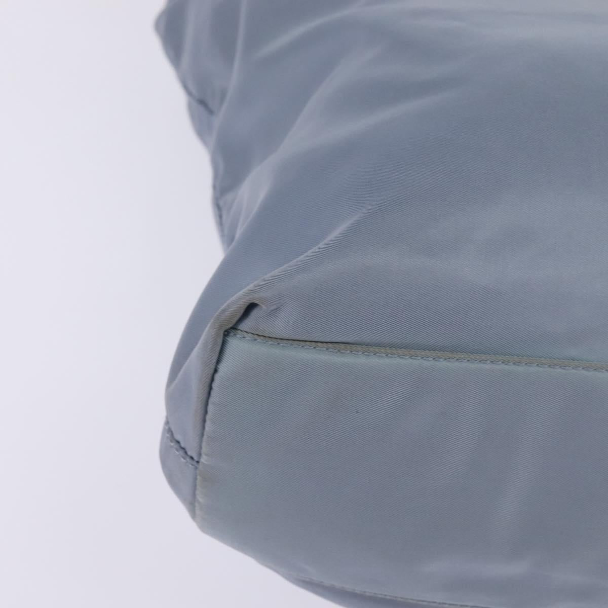 PRADA Tote Bag Nylon Light Blue Silver Auth 147999