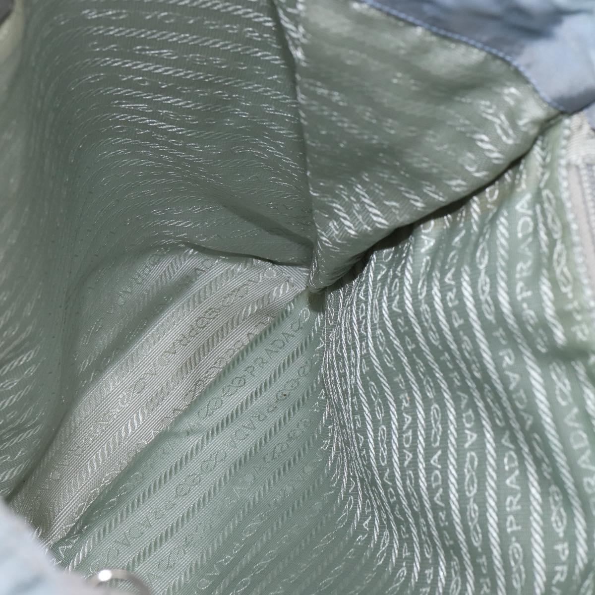 PRADA Tote Bag Nylon Light Blue Silver Auth 147999