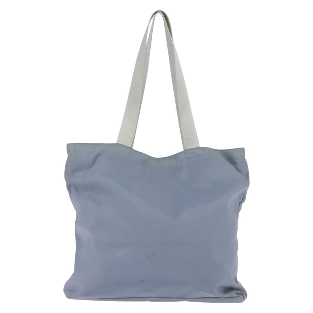 PRADA Tote Bag Nylon Light Blue Silver Auth 147999