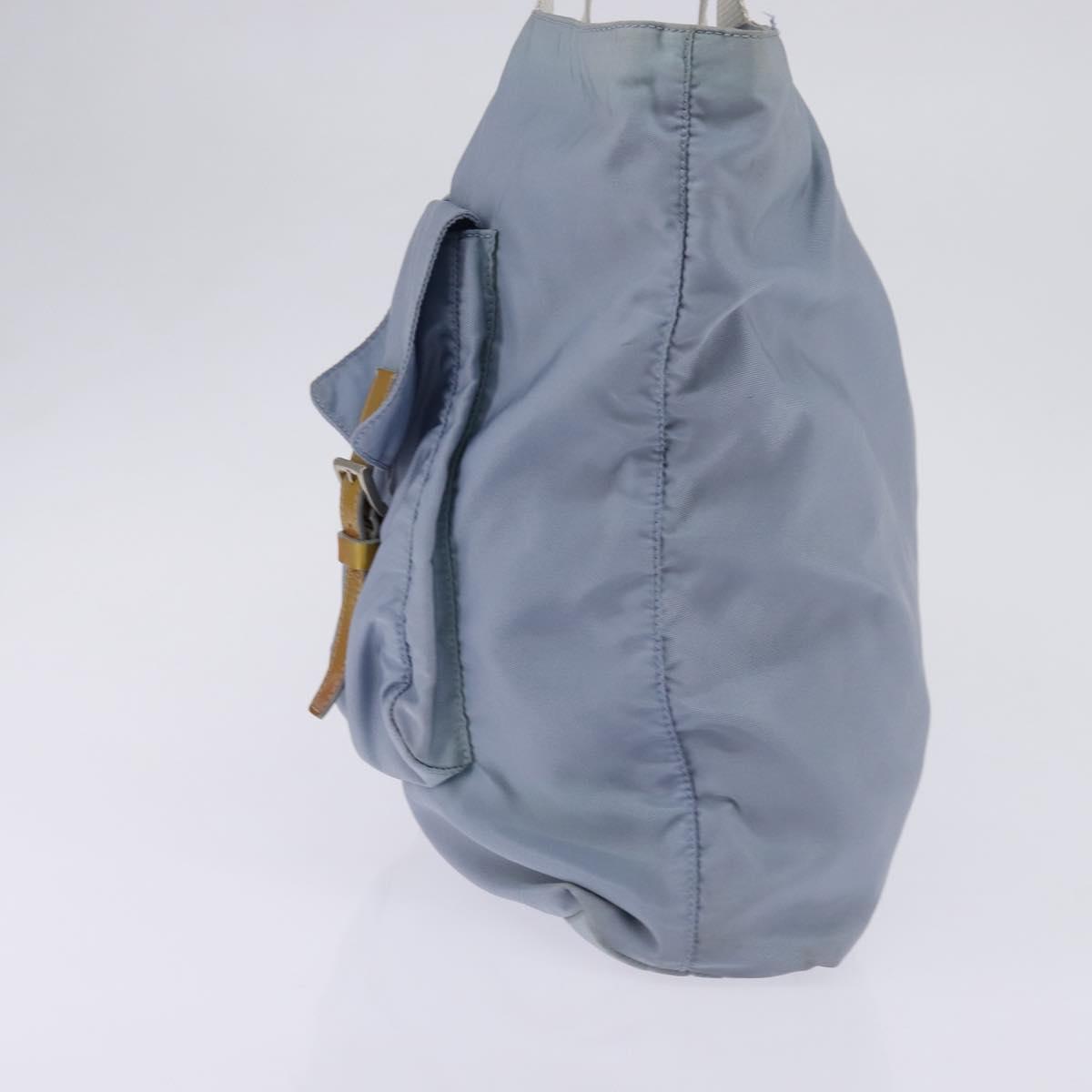 PRADA Tote Bag Nylon Light Blue Silver Auth 147999