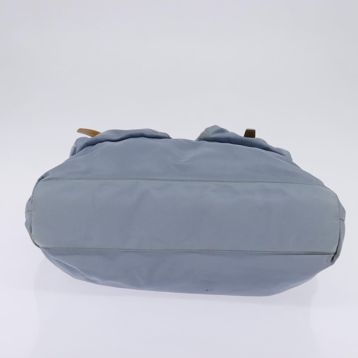 PRADA Tote Bag Nylon Light Blue Silver Auth 147999