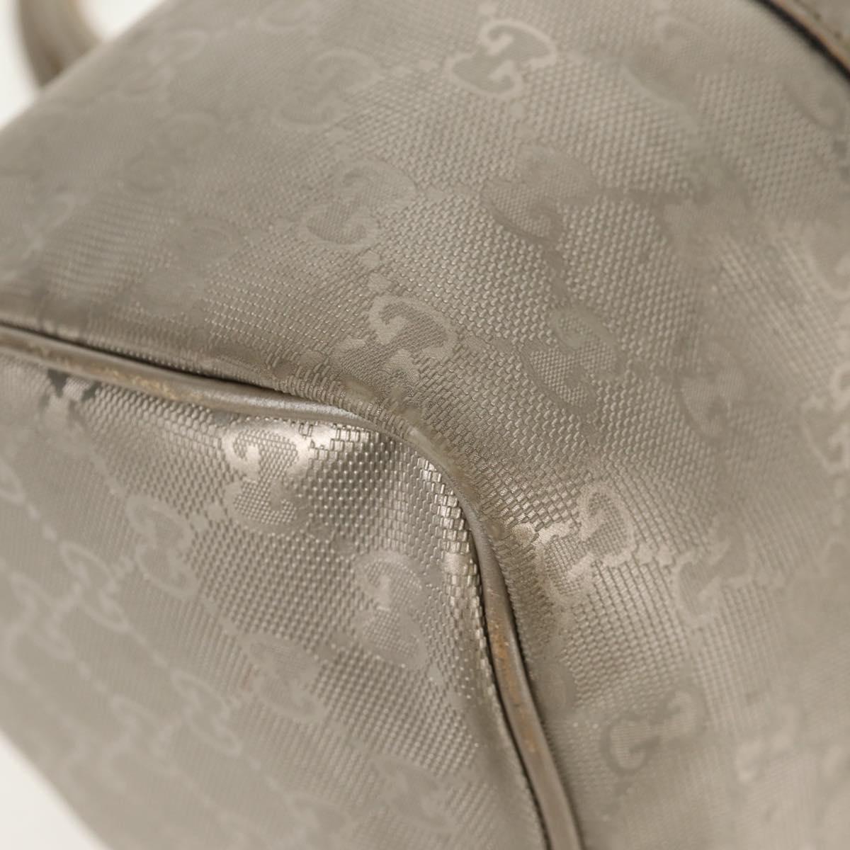 GUCCI GG Implementation Boston Bag PVC 2way Silver 203696 Auth 148000