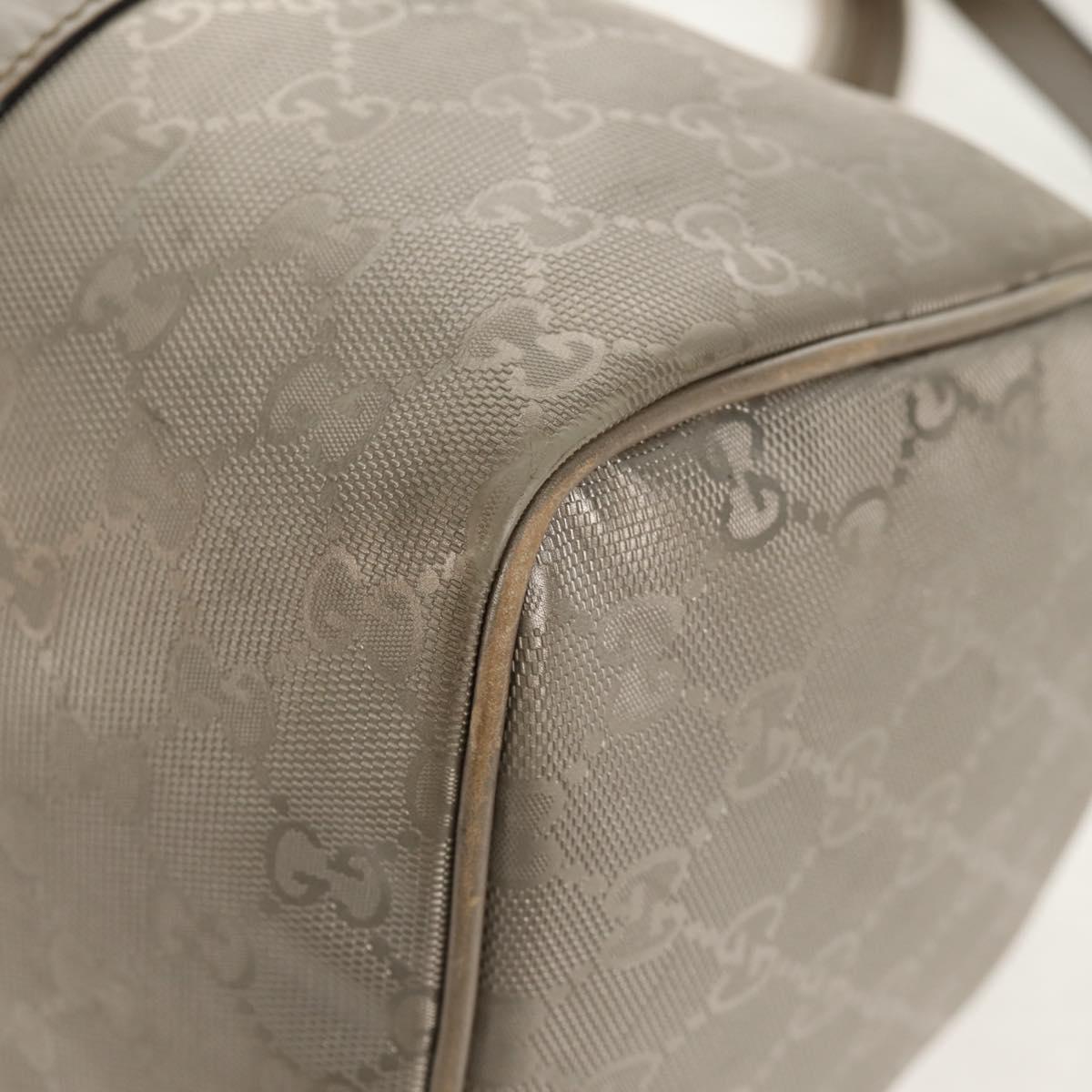 GUCCI GG Implementation Boston Bag PVC 2way Silver 203696 Auth 148000