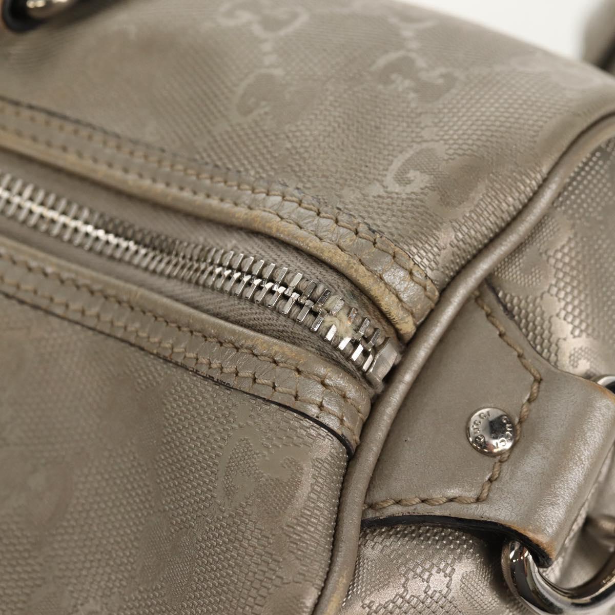 GUCCI GG Implementation Boston Bag PVC 2way Silver 203696 Auth 148000